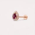 Drop Damla Kesim Yakut ve Pırlanta Taşlı Rose Altın Piercing