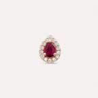 Drop Damla Kesim Yakut ve Pırlanta Taşlı Rose Altın Piercing