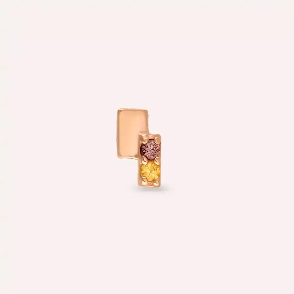 Dual Multicolor Safir Rose Altın Piercing