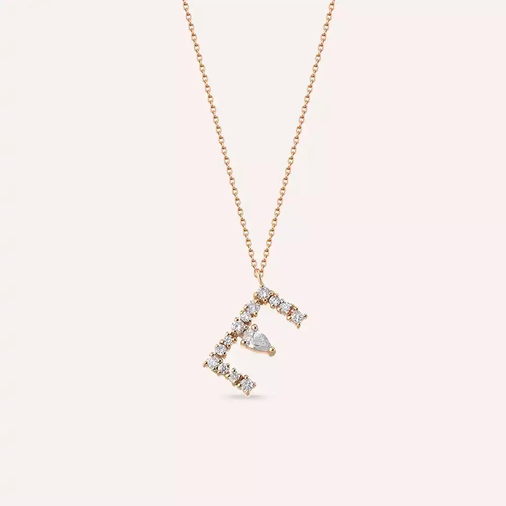 E Letter 0.45 CT Diamond Rose Gold Necklace