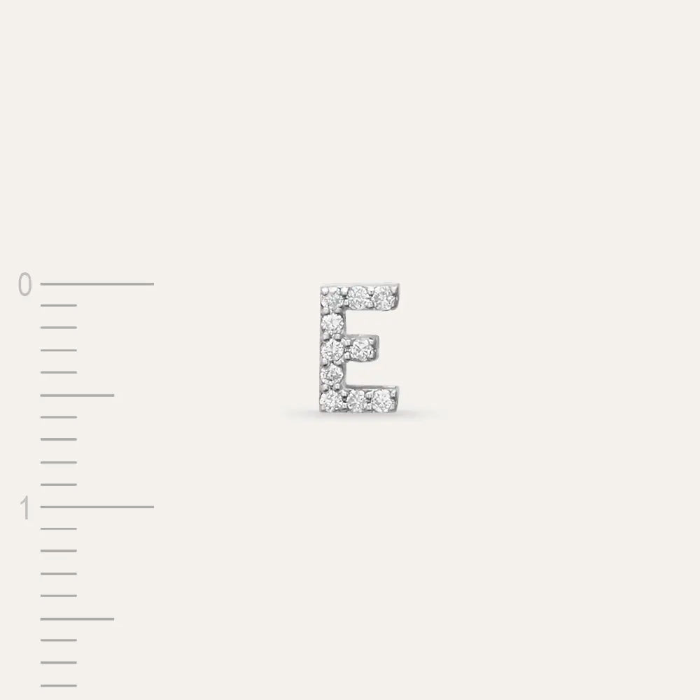 E Letter Diamond White Gold Piercing