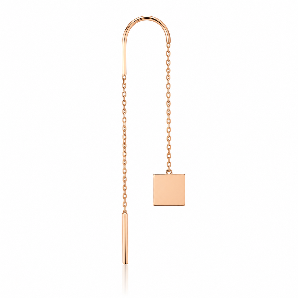 14K Gold Delgada Square Single Earring