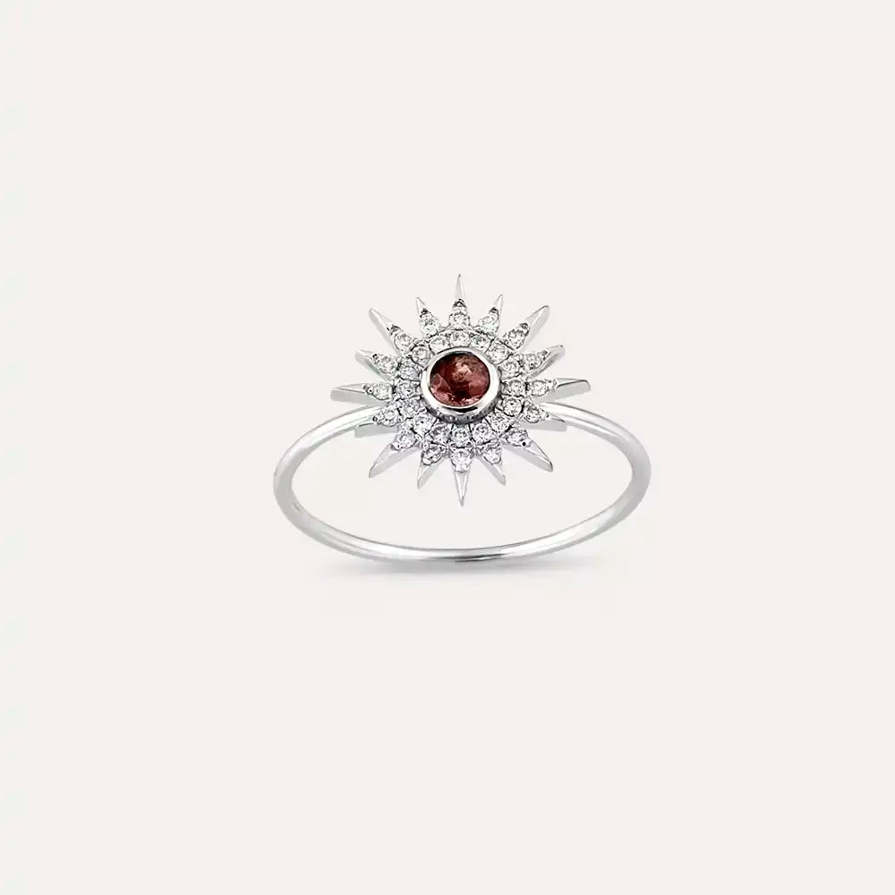 Lumos Red Sapphire and Diamond White Gold Ring