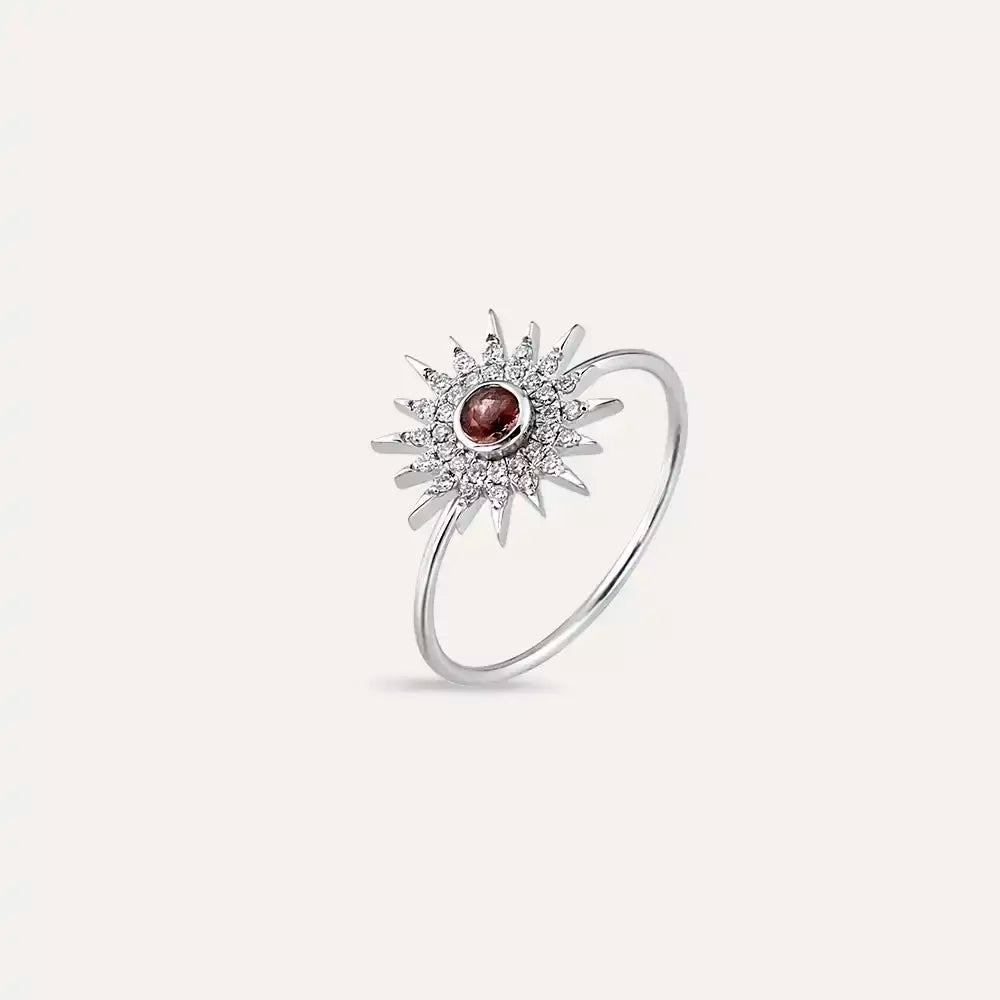 Lumos Red Sapphire and Diamond White Gold Ring