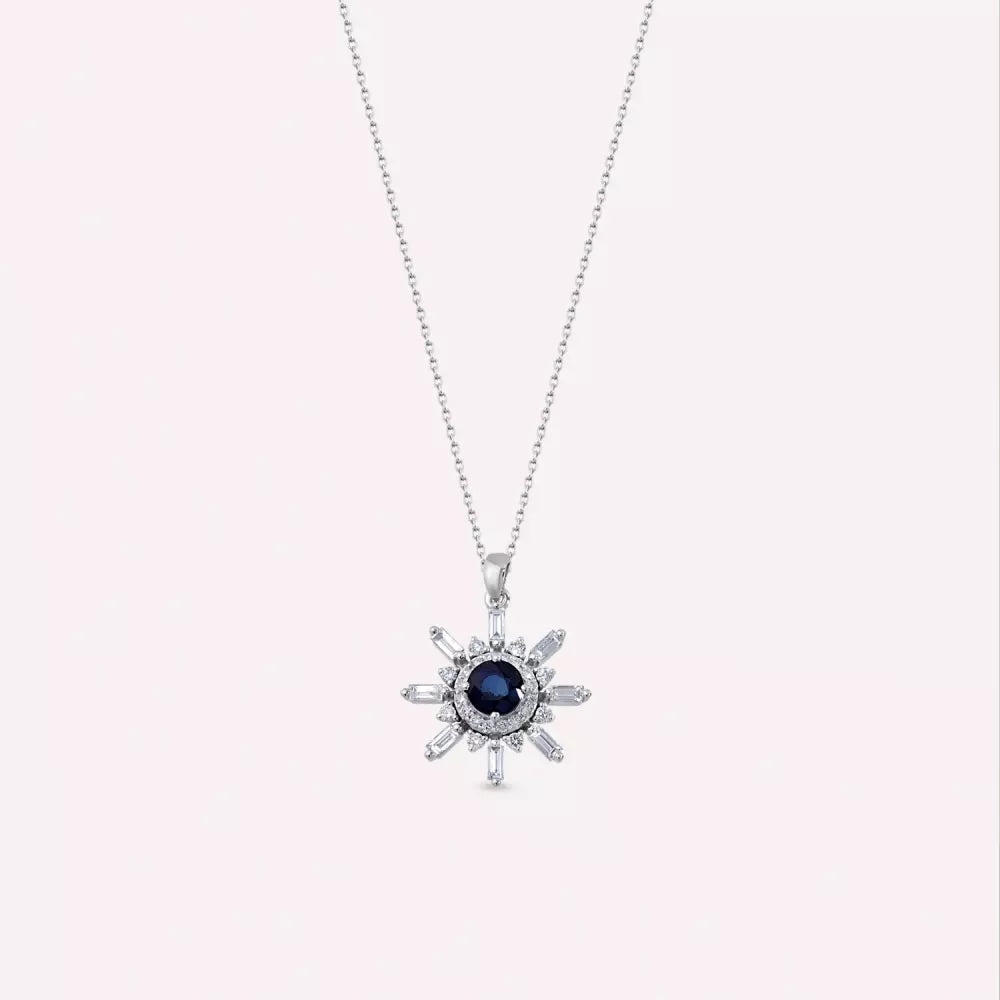 Lumos Sapphire and Diamond White Gold Necklace