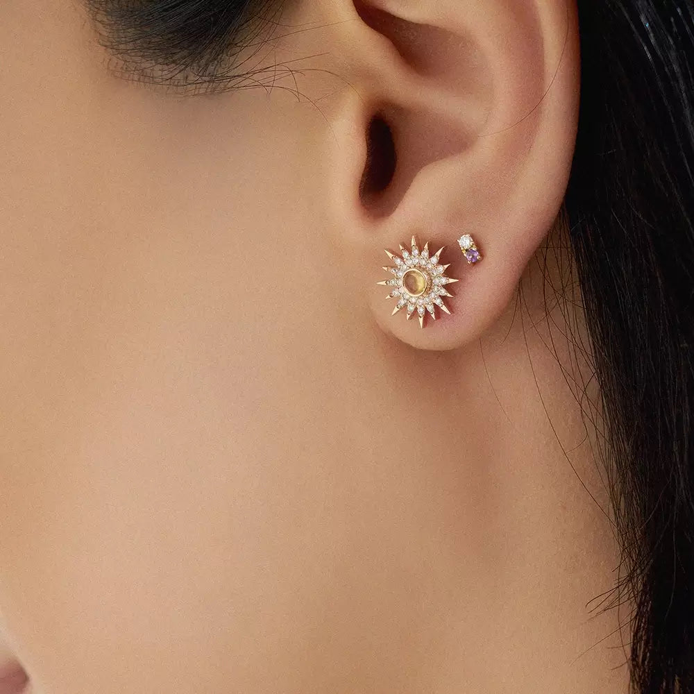 Lumos Yellow Sapphire and Diamond Single Earring