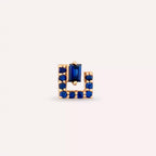 Elan Blue Safir Taşlı Rose Altın Piercing