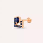 Elan Blue Safir Taşlı Rose Altın Piercing