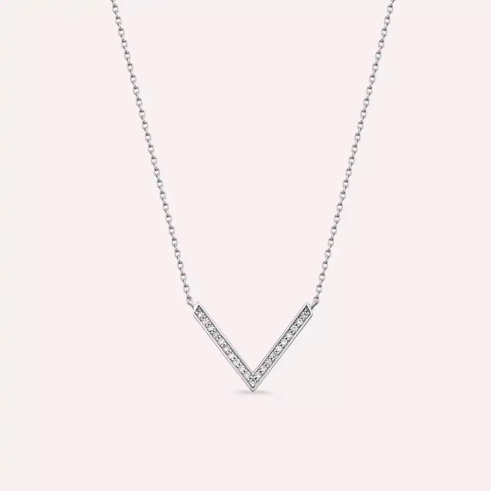 Elen 0.09 CT Pırlanta Taşlı Beyaz Altın Kolye