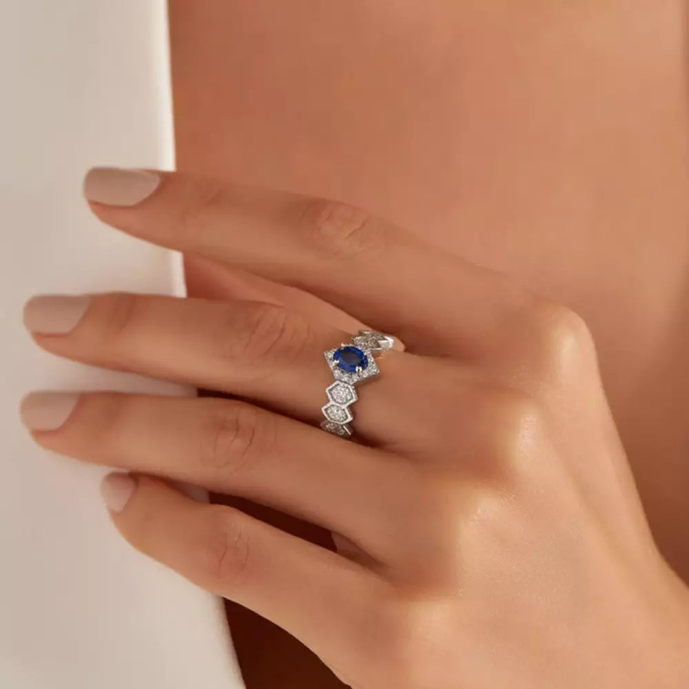 Elowen Sapphire and Diamond White Gold Ring