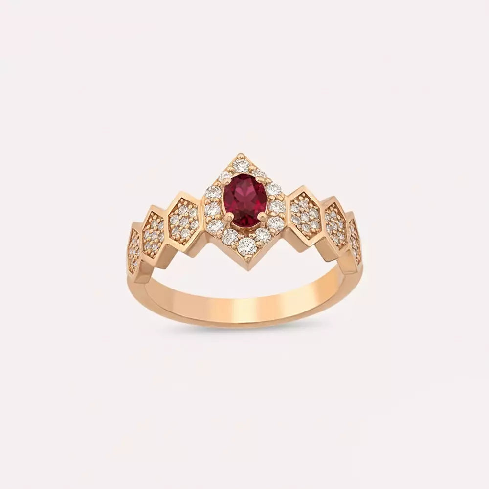Elowen Ruby and Diamond Rose Gold Ring