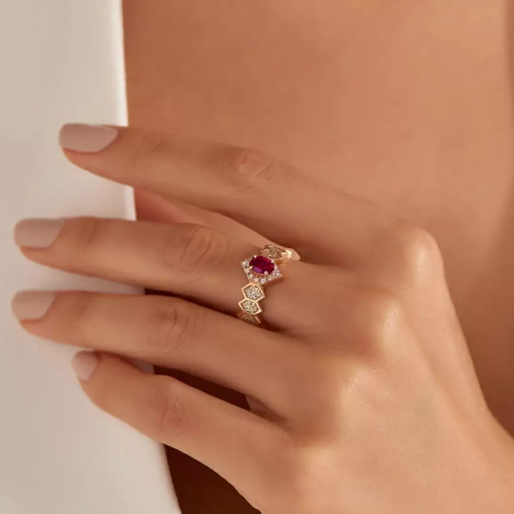 Elowen Ruby and Diamond Rose Gold Ring