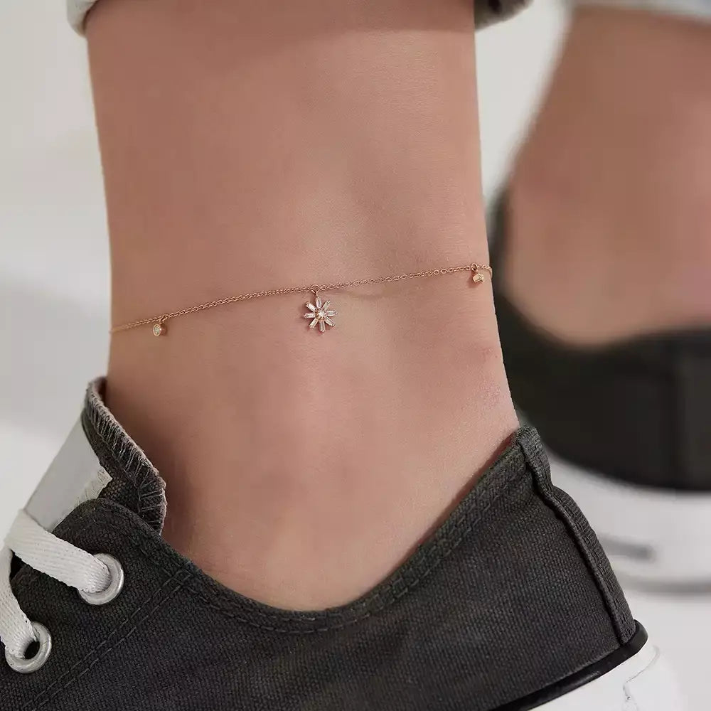Elva Sapphire and Diamond Rose Gold Anklet