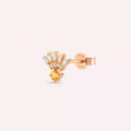 Dawn Yellow Sapphire and Baguette Diamond Rose Gold Single Earring