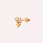 Dawn Yellow Sapphire and Baguette Diamond Rose Gold Single Earring