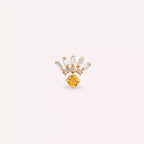 Dawn Yellow Sapphire and Baguette Diamond Rose Gold Single Earring