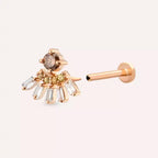 Dawn Yellow Safir ve Pırlanta Taşlı Rose Altın Piercing