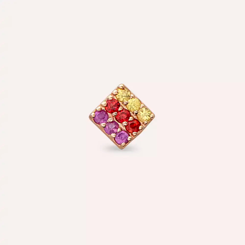 Enjoy Multicolor Safir Taşlı Rose Altın Piercing