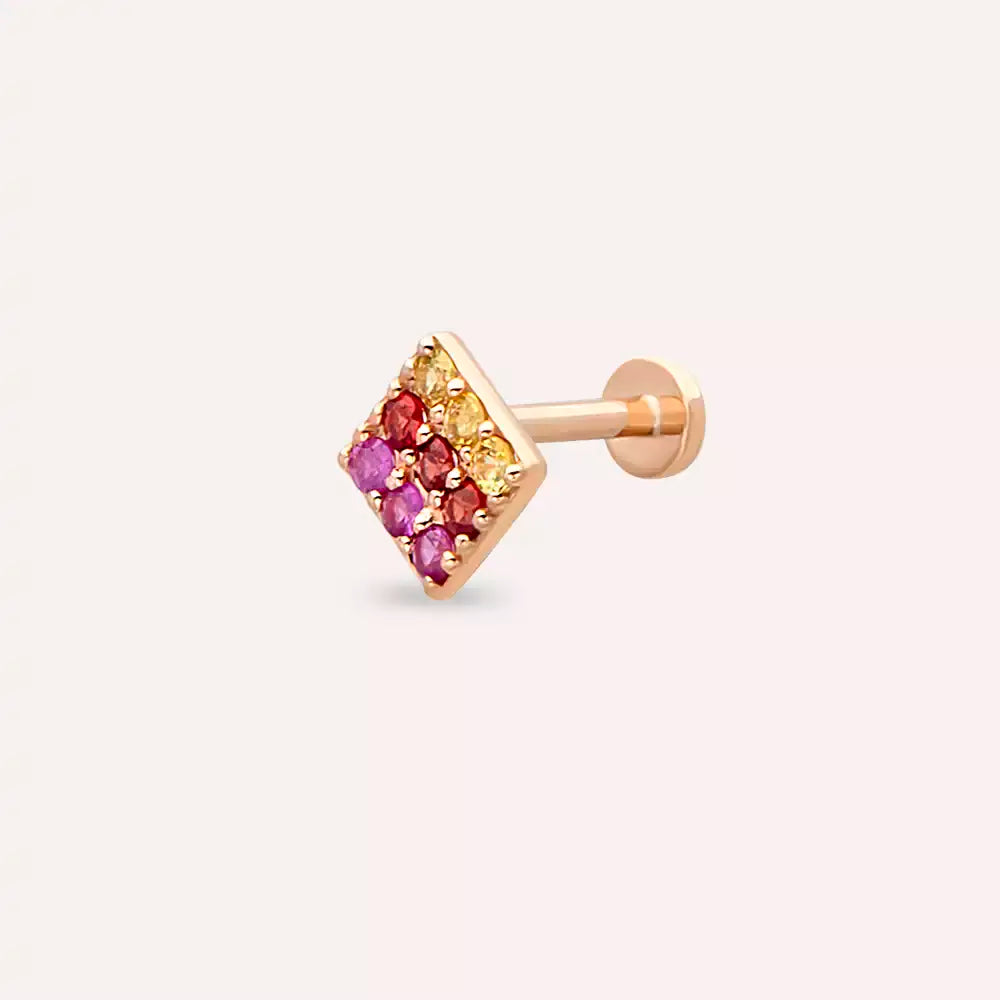 Enjoy Multicolor Safir Taşlı Rose Altın Piercing