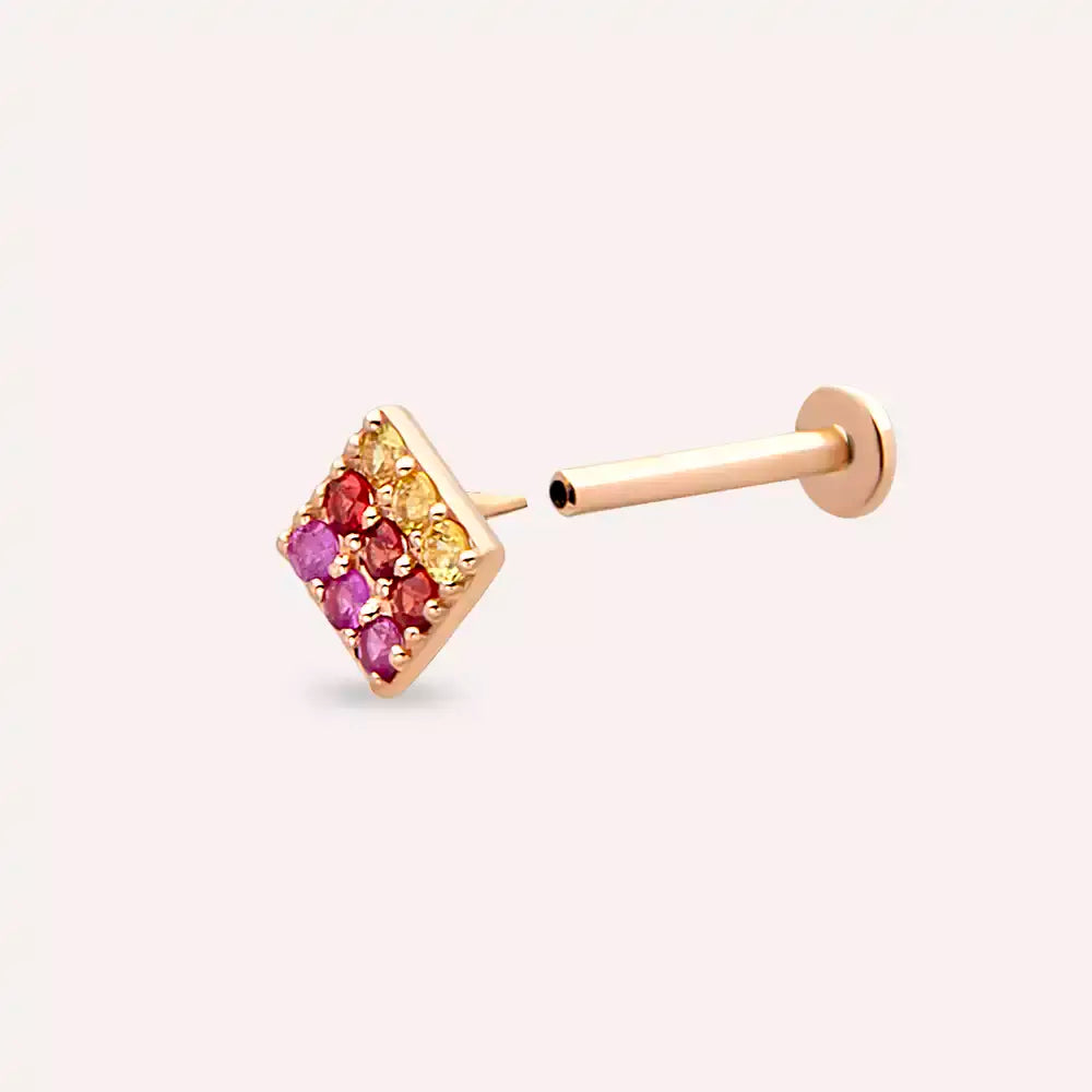 Enjoy Multicolor Safir Taşlı Rose Altın Piercing