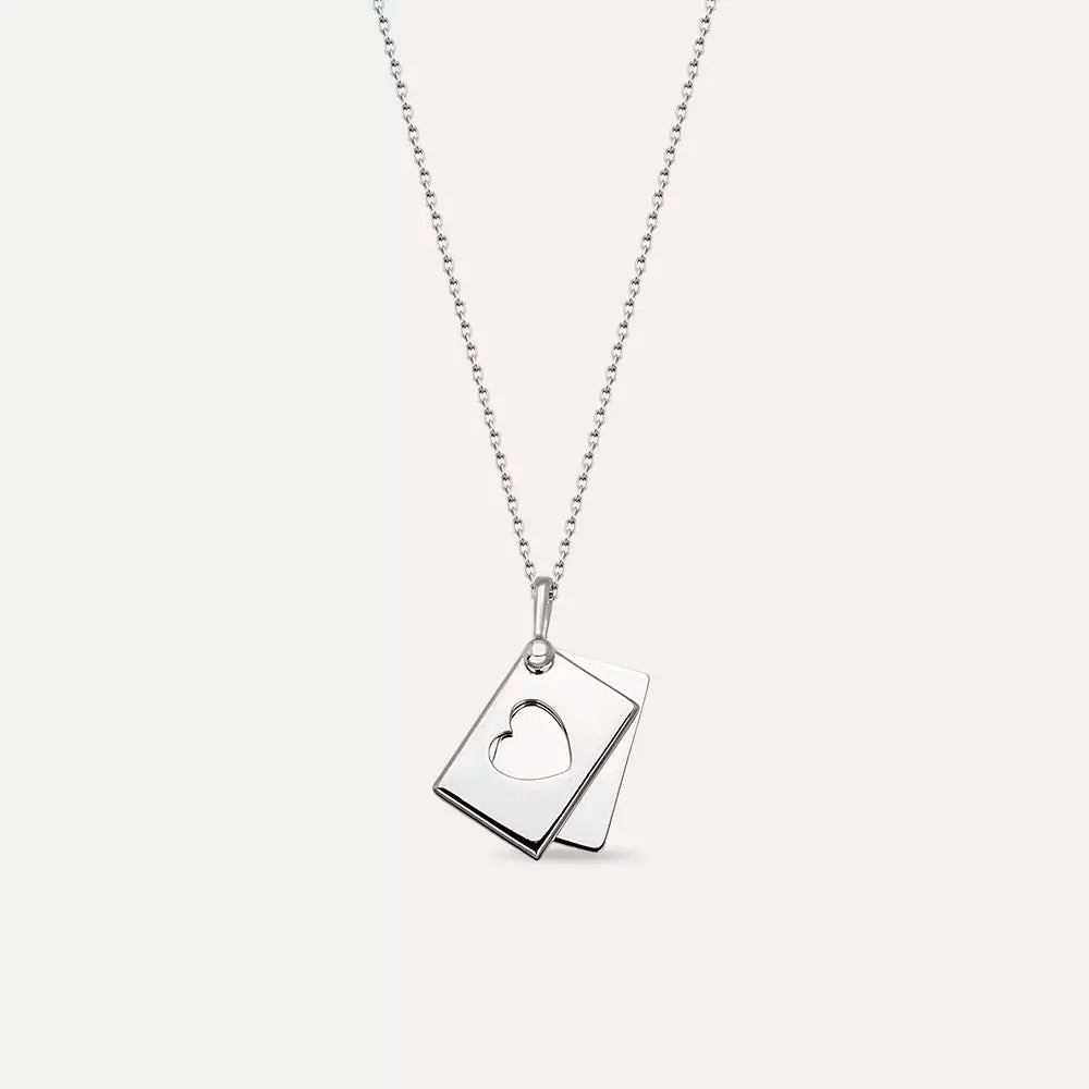 Envelope White Gold Necklace with Green Sapphire Stone