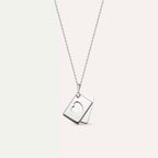 Envelope White Gold Necklace with Green Sapphire Stone