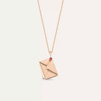 Envelope Orange Sapphire Rose Gold Necklace