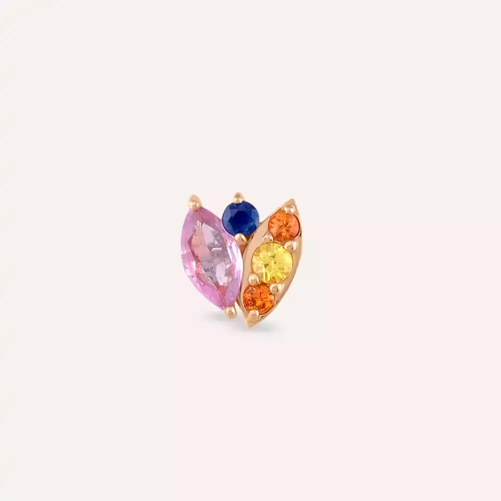 Erisa Multicolor Safir Taşlı Rose Altın Piercing