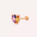 Erisa Multicolor Safir Taşlı Rose Altın Piercing