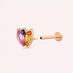 Erisa Multicolor Safir Taşlı Rose Altın Piercing
