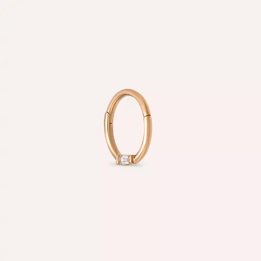 Potty Pırlanta Taşlı Rose Altın Halka Piercing