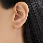 F Harf Pırlanta Taşlı Beyaz Altın Piercing