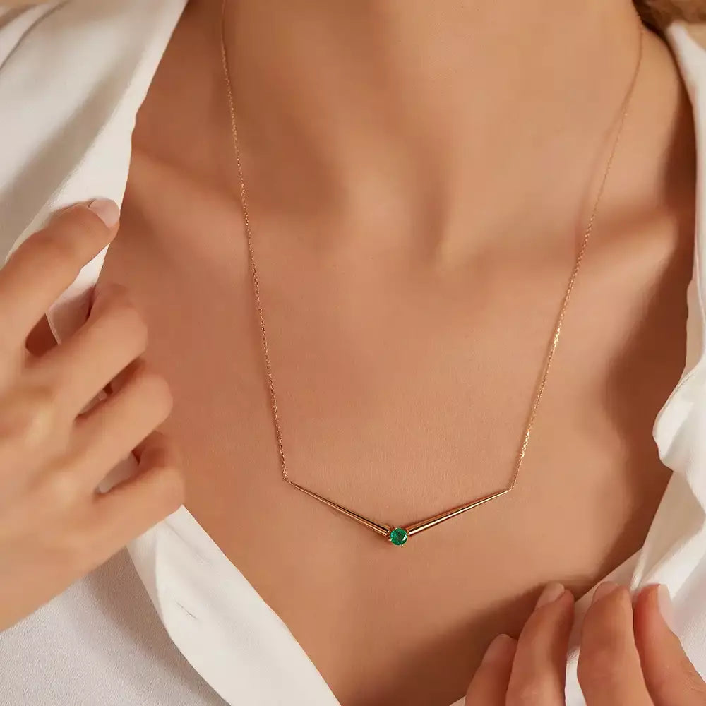 Filo Emerald Rose Gold Necklace