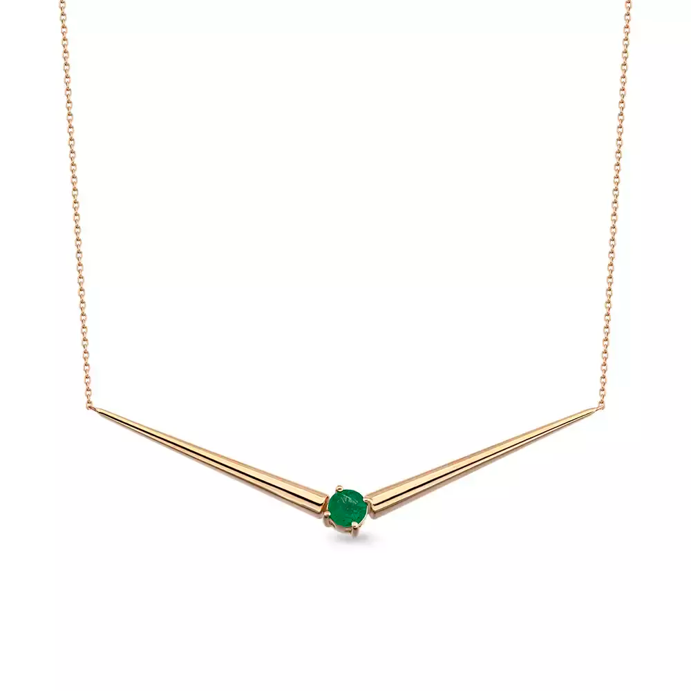 Filo Emerald Rose Gold Necklace