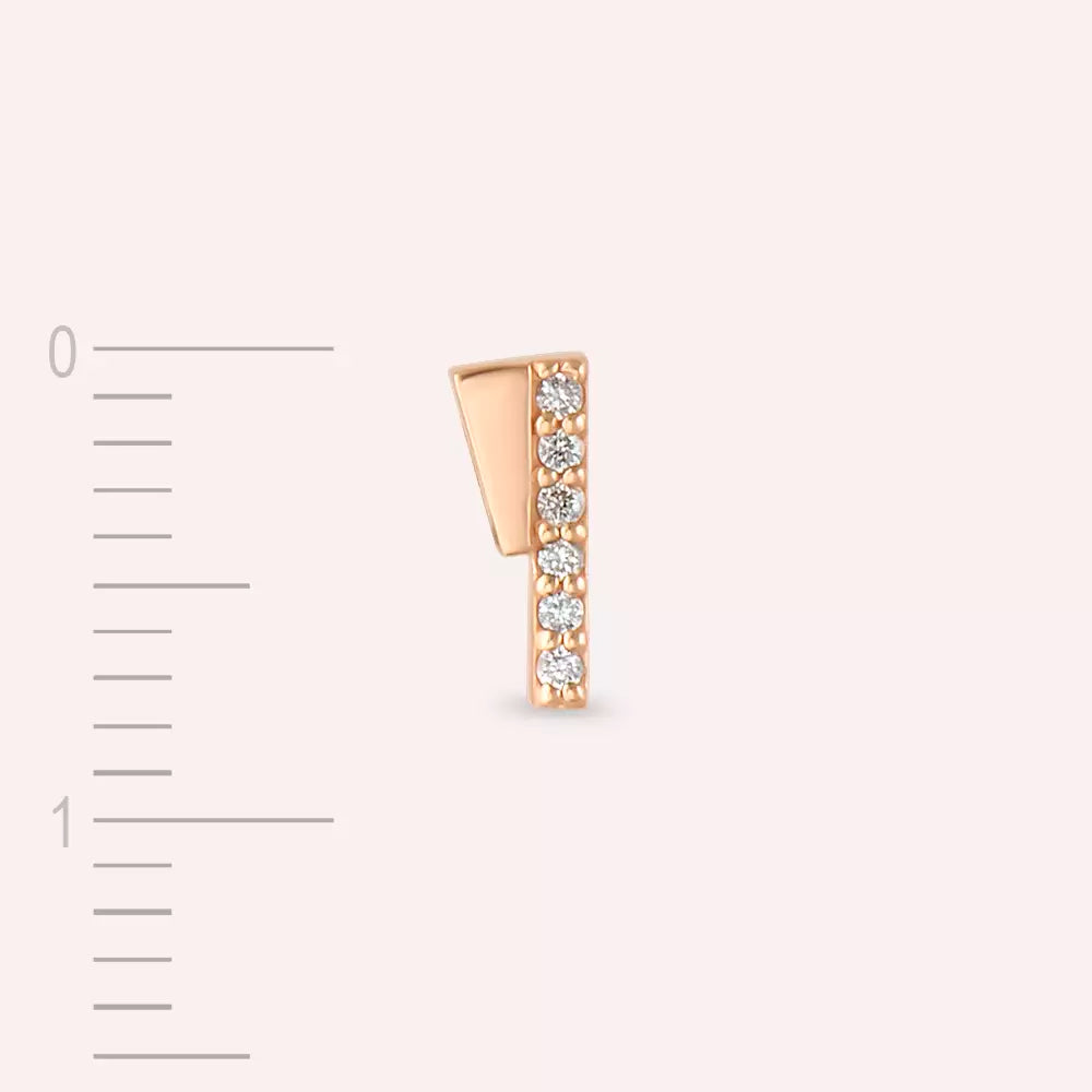Flag Rose Gold Single Earring with Diamonds