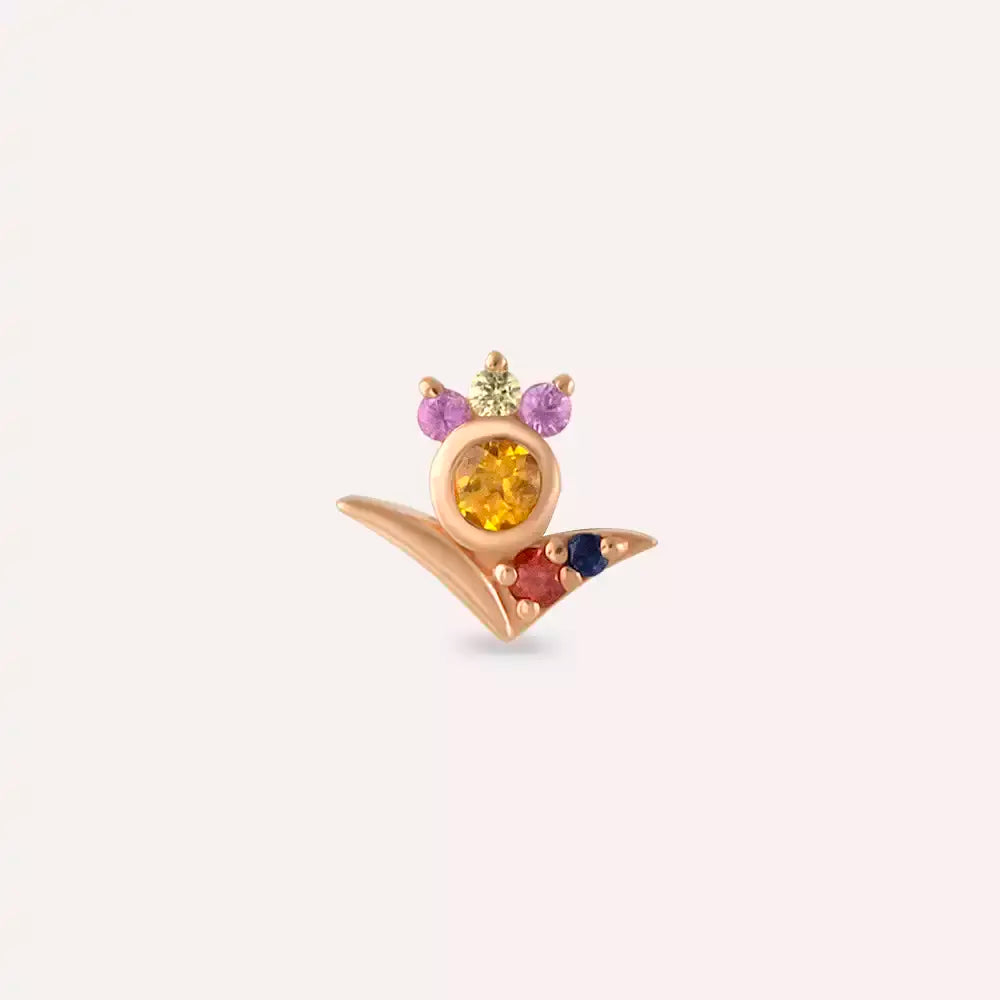 Flair Multicolor Safir Taşlı Rose Altın Piercing