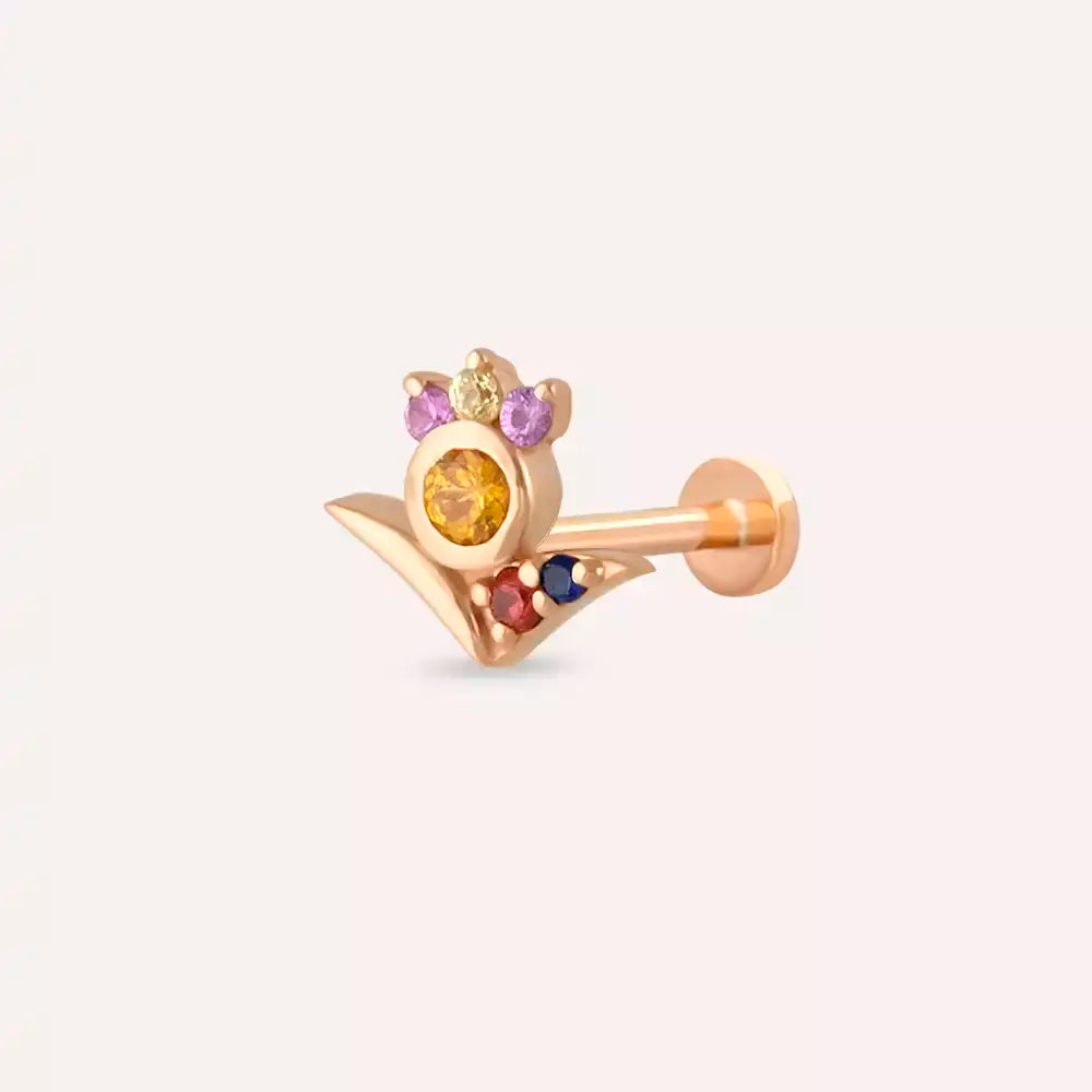 Flair Multicolor Safir Taşlı Rose Altın Piercing
