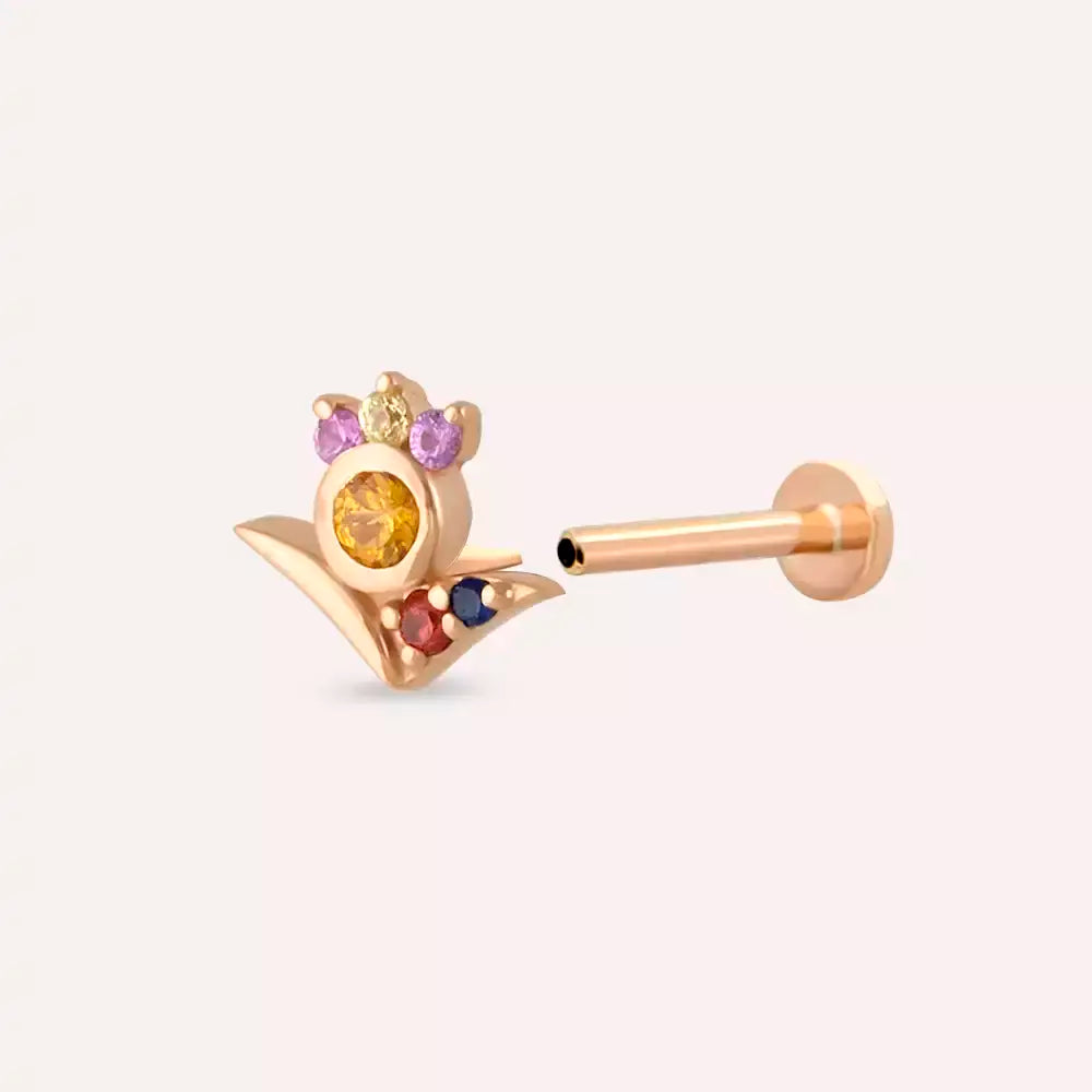 Flair Multicolor Safir Taşlı Rose Altın Piercing