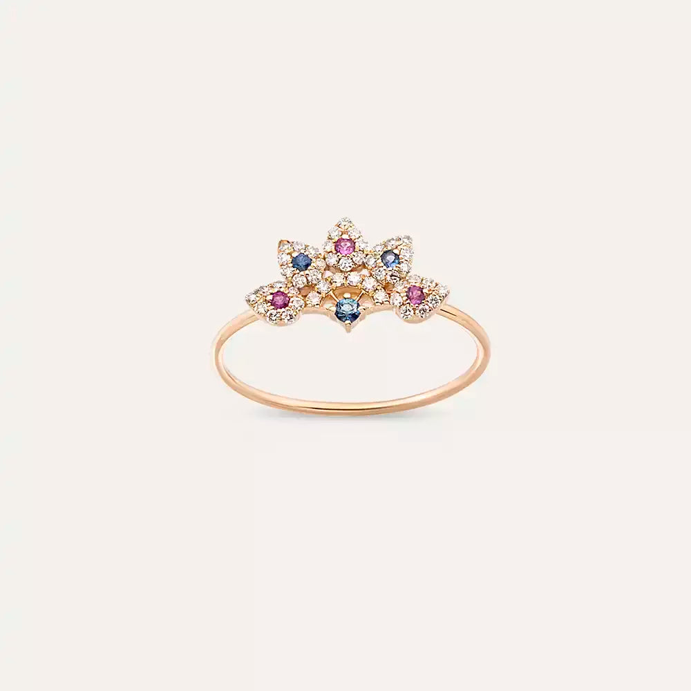 Sparkle 0.28 CT Multicolor Sapphire and Diamond Ring