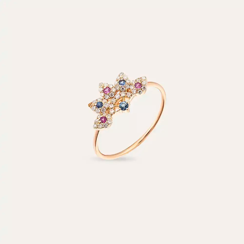 Sparkle 0.28 CT Multicolor Sapphire and Diamond Ring