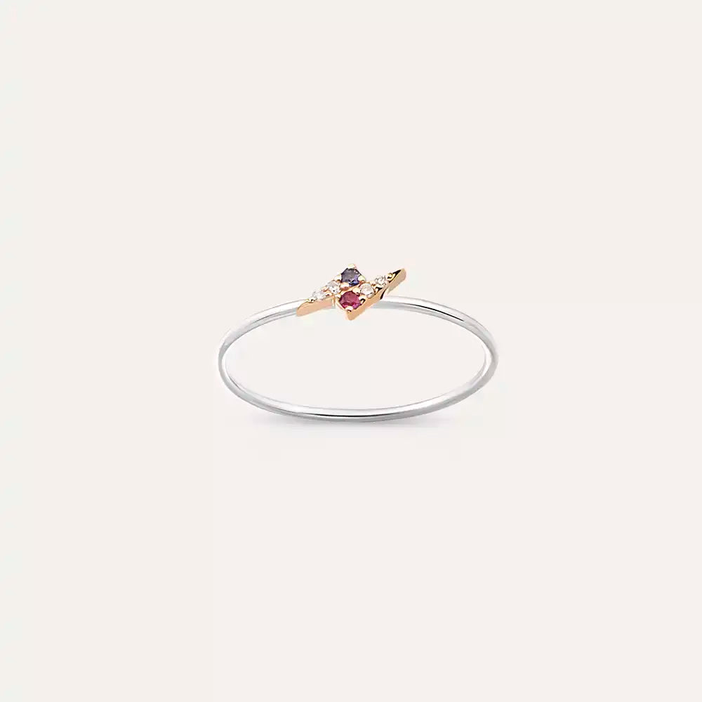 Bolt 0.06 CT Multicolor Sapphire and Diamond Ring