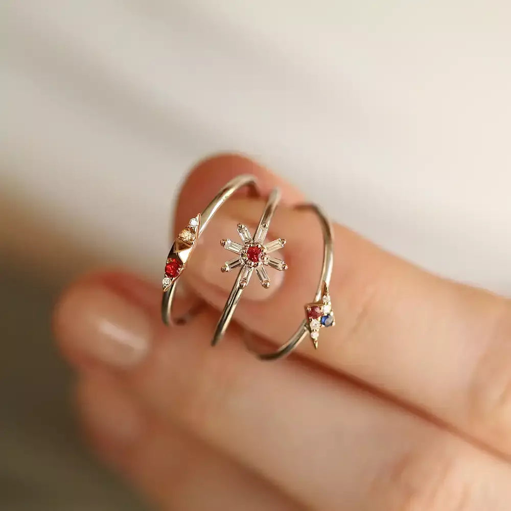 Bolt 0.06 CT Multicolor Sapphire and Diamond Ring