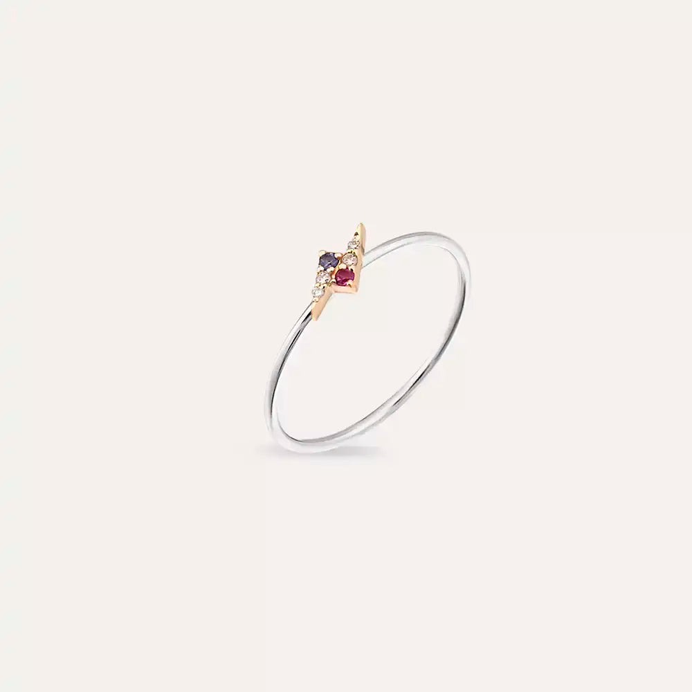 Bolt 0.06 CT Multicolor Sapphire and Diamond Ring