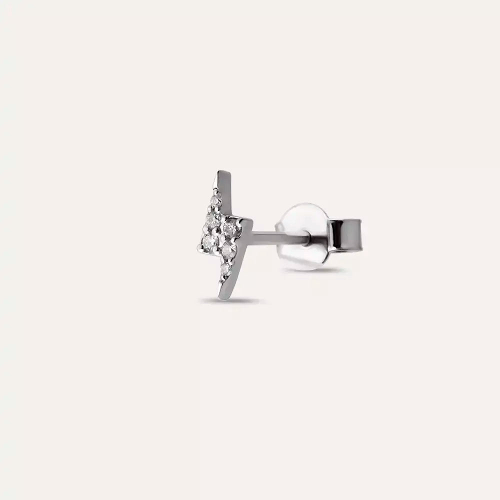 Bolt Diamond White Gold Single Earring