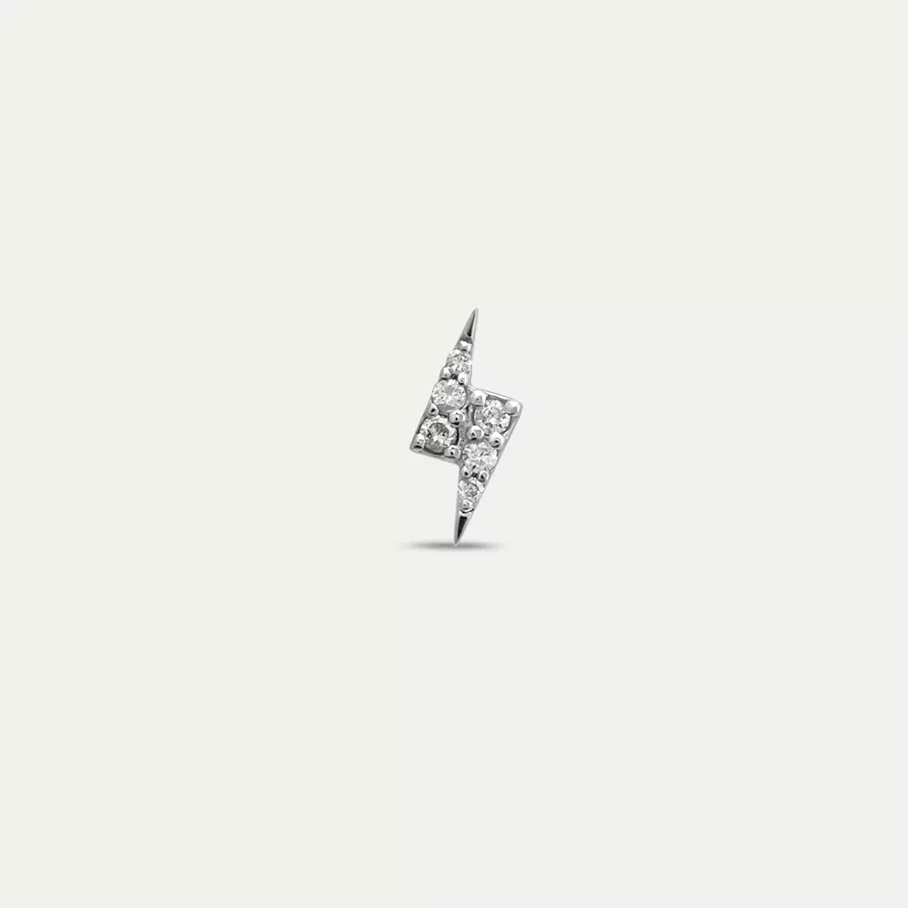 Bolt Diamond White Gold Single Earring