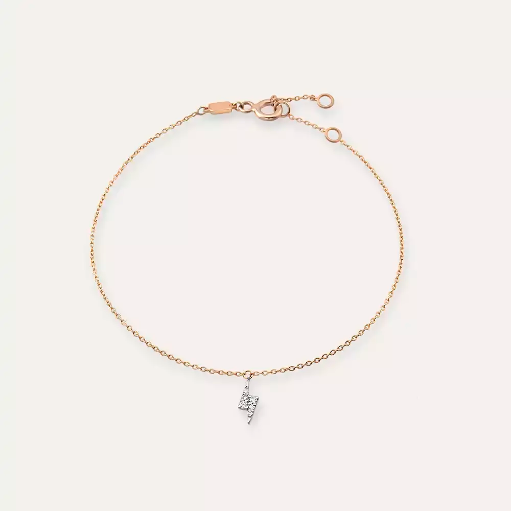 Bolt Diamond Rose Gold Anklet