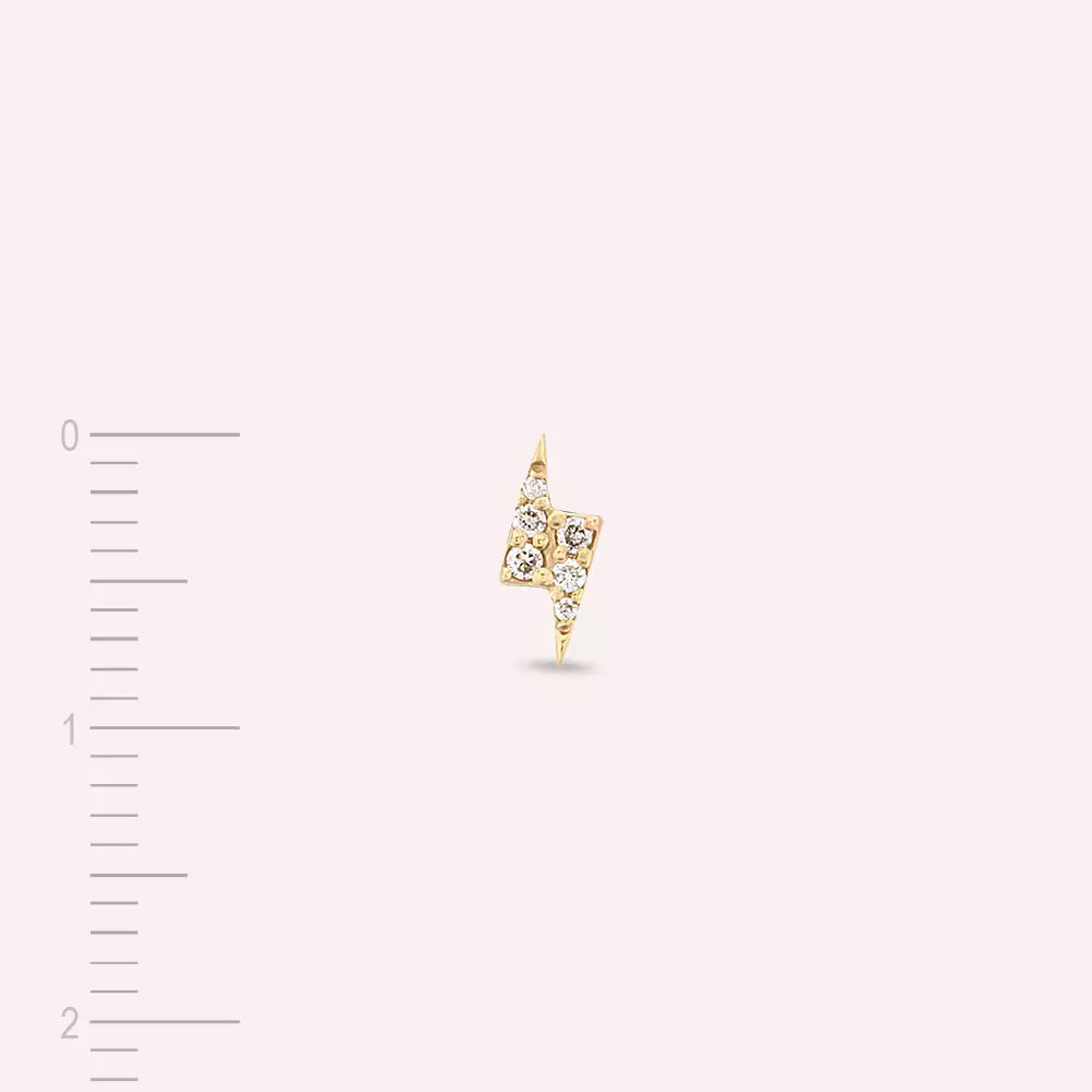 Bolt Diamond Yellow Gold Single Earring