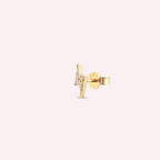 Bolt Diamond Yellow Gold Single Earring