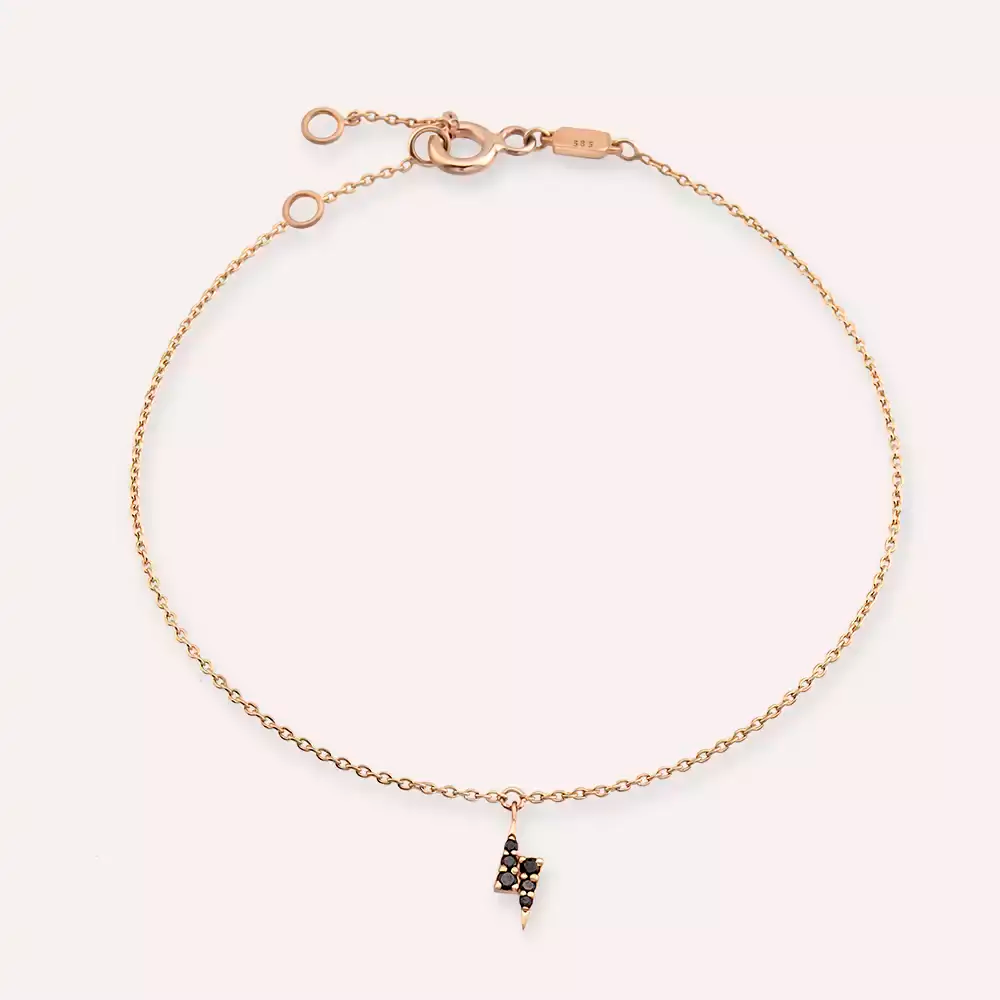 Bolt Black Diamond Rose Gold Bracelet