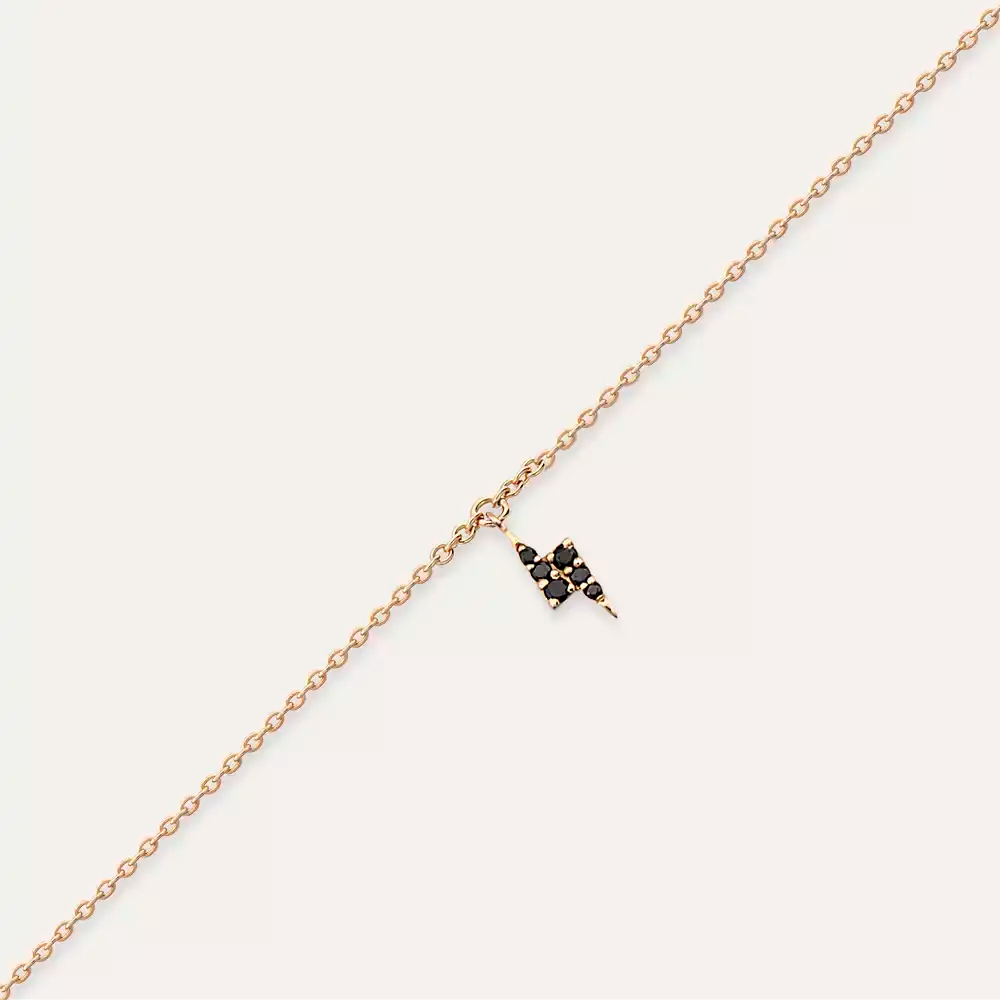 Bolt Black Diamond Rose Gold Ankle Bracelet
